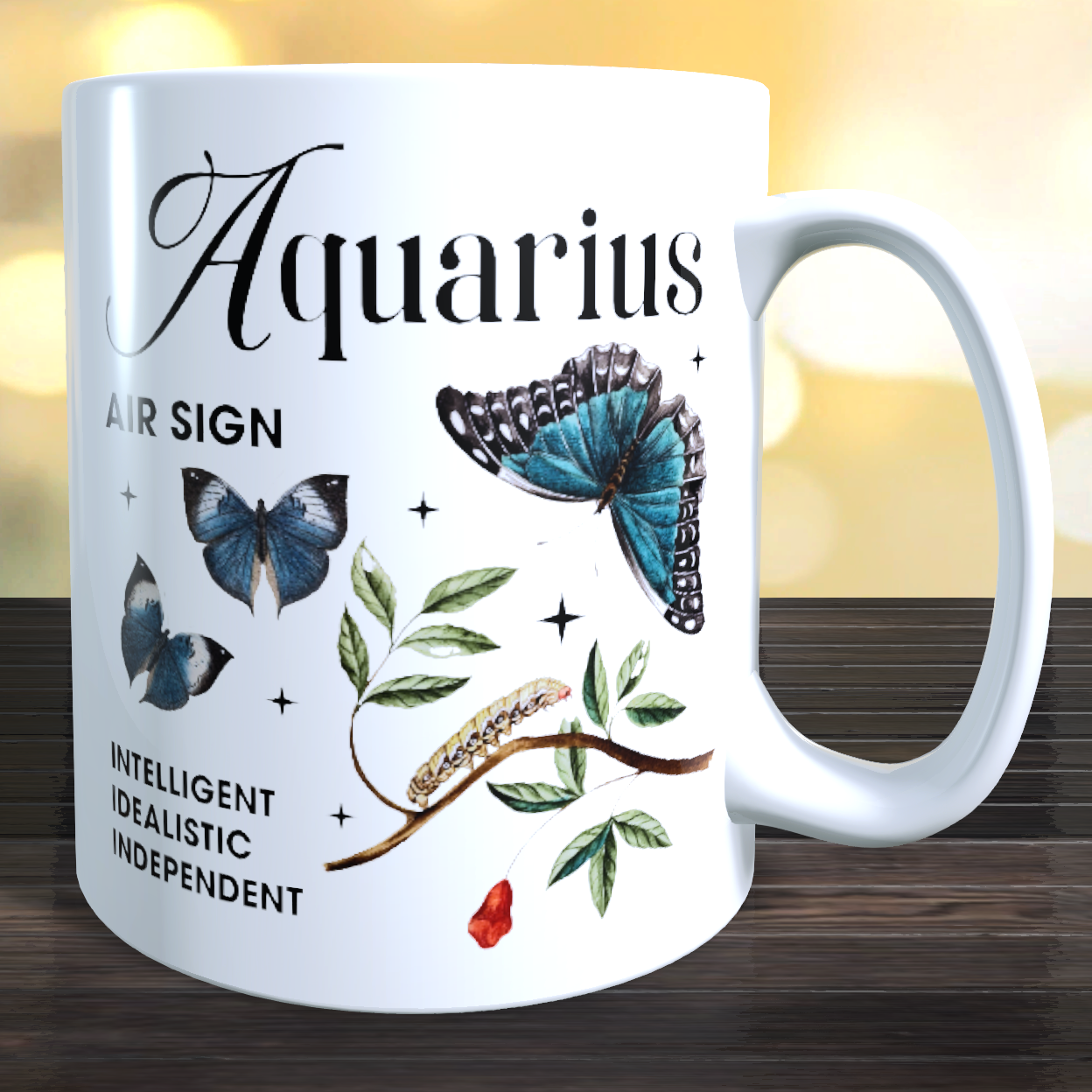 Aquarius Butterfly Zodiac Coffee Mug