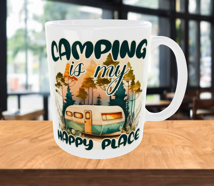 CAMPING IS MY HAPPY PLACE Coffee Mug