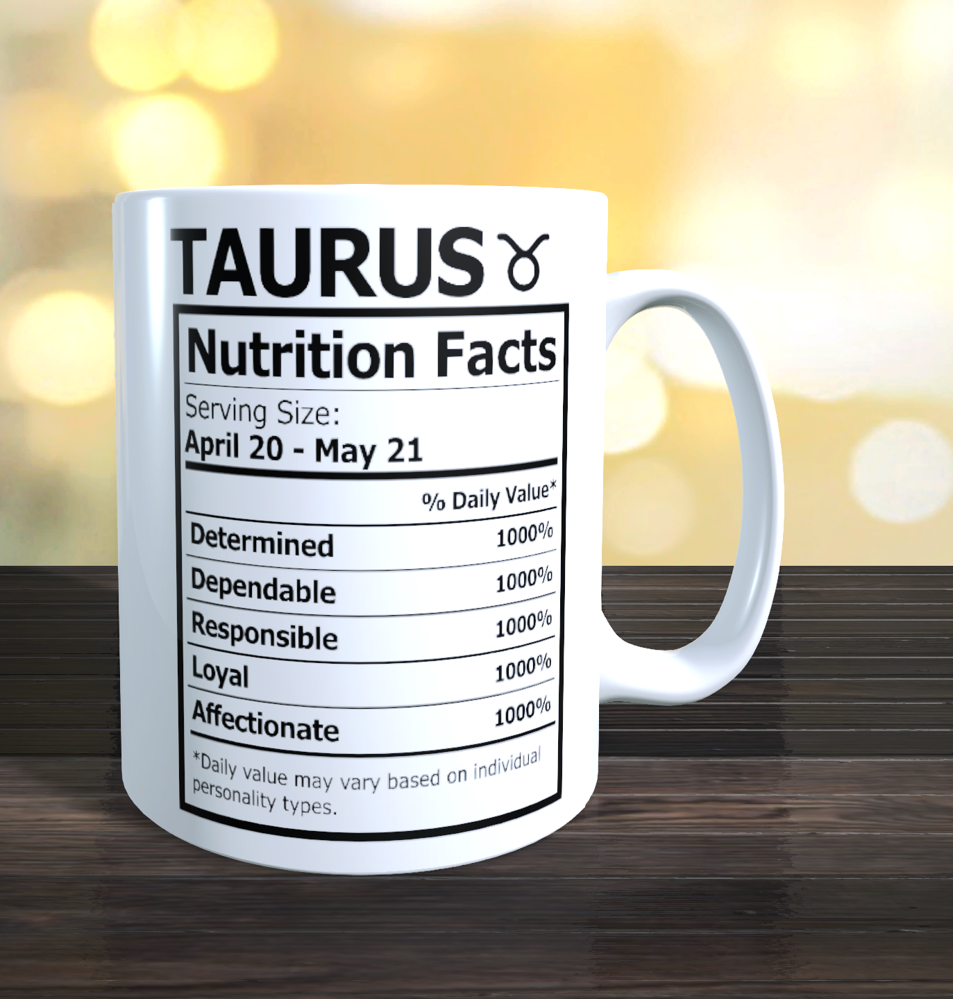 Taurus Birthday Gift Coffee Mug Zodiac Sign White for Her and Him Nutrition