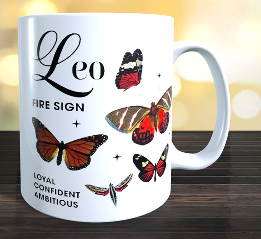 Leo Butterfly Horoscope Coffee Mug