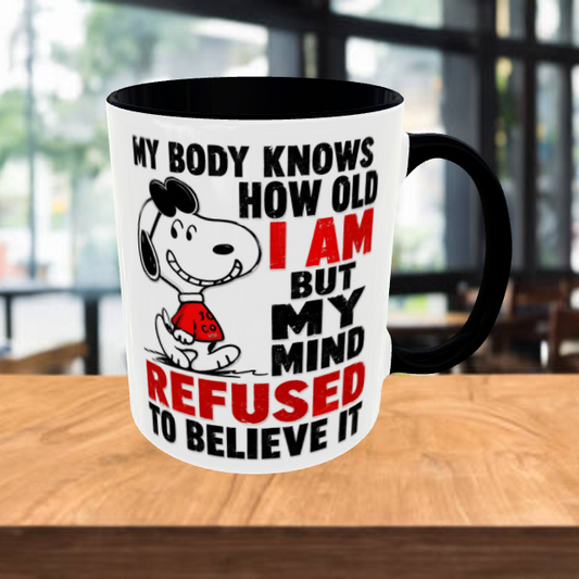 Snoopy Coffee Mug - My Body Knows How Old I Am