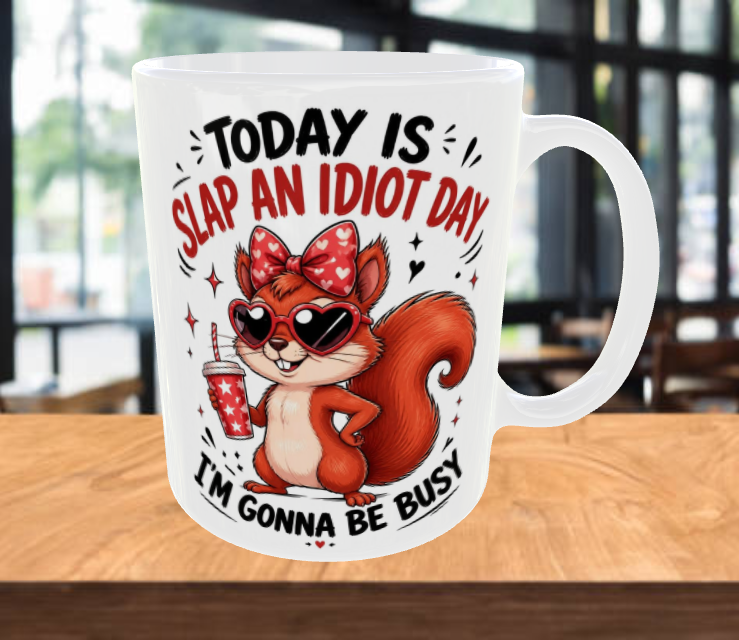 Today Is Slap An Idiot Day I'm Gonna Be Busy Funny Coffee Mug
